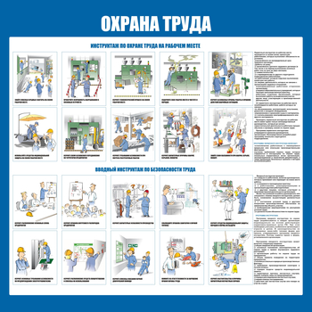 С152-3 Охрана труда. Инструктажи вводный, на рабочем месте (1000х1000 мм, пластик ПВХ 3мм, Прямая печать на пластик)  - Стенды - Стенды по охране труда - магазин "Охрана труда и Техника безопасности"